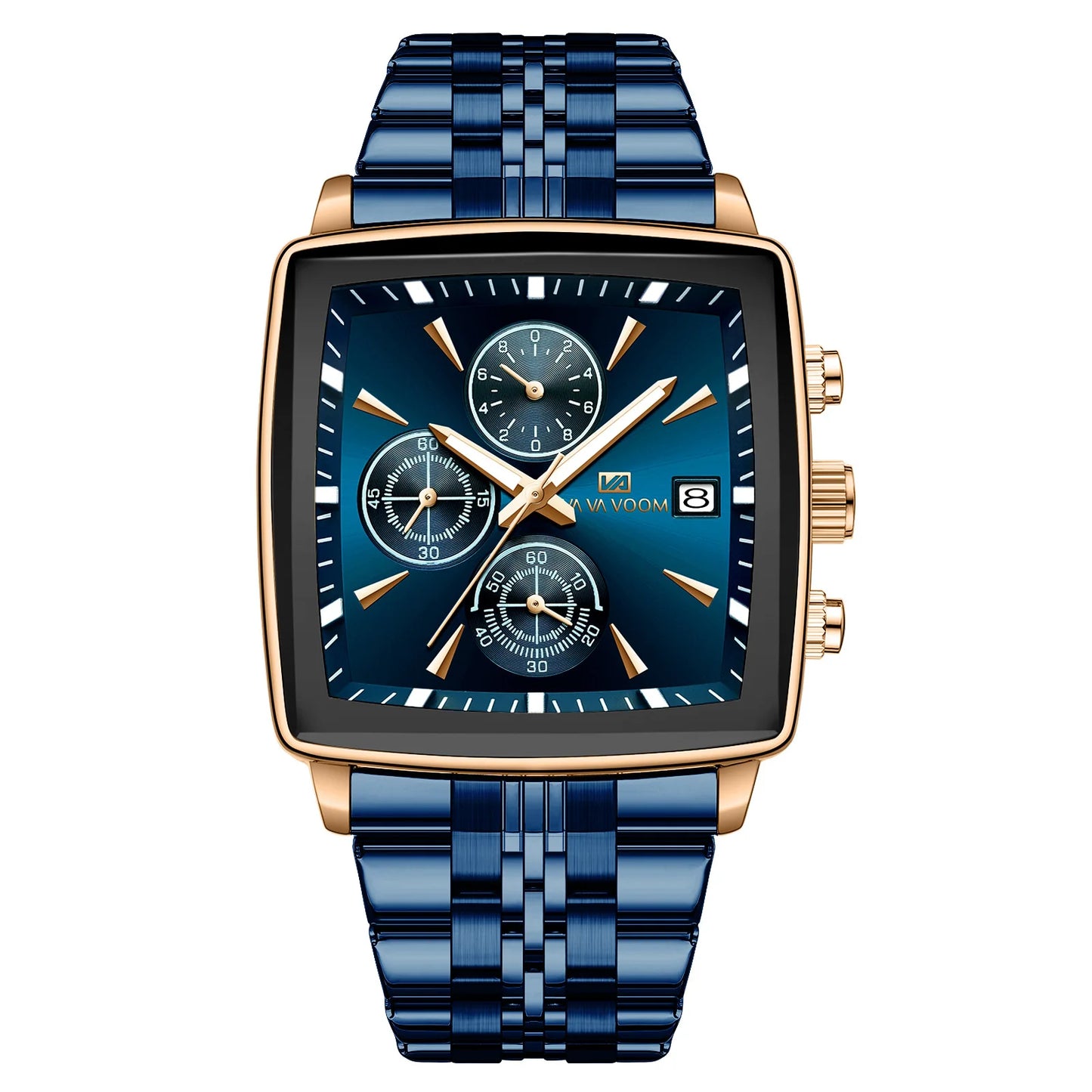 Multifunctional Timing Business Men Watch Waterproof Luminous Calendar Three Eye Six Pin Steel Male Fashion Quartz Clock Watch