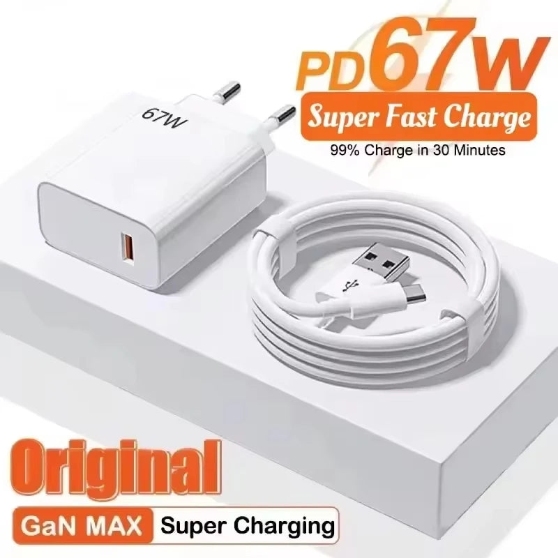 67W USB Fast Charger for Xiaomi 14 13 12 11 10 Ultra Redmi Note 12T 13 Pro Turbo Quick Charge Type C Cable Fast Charging Adapter