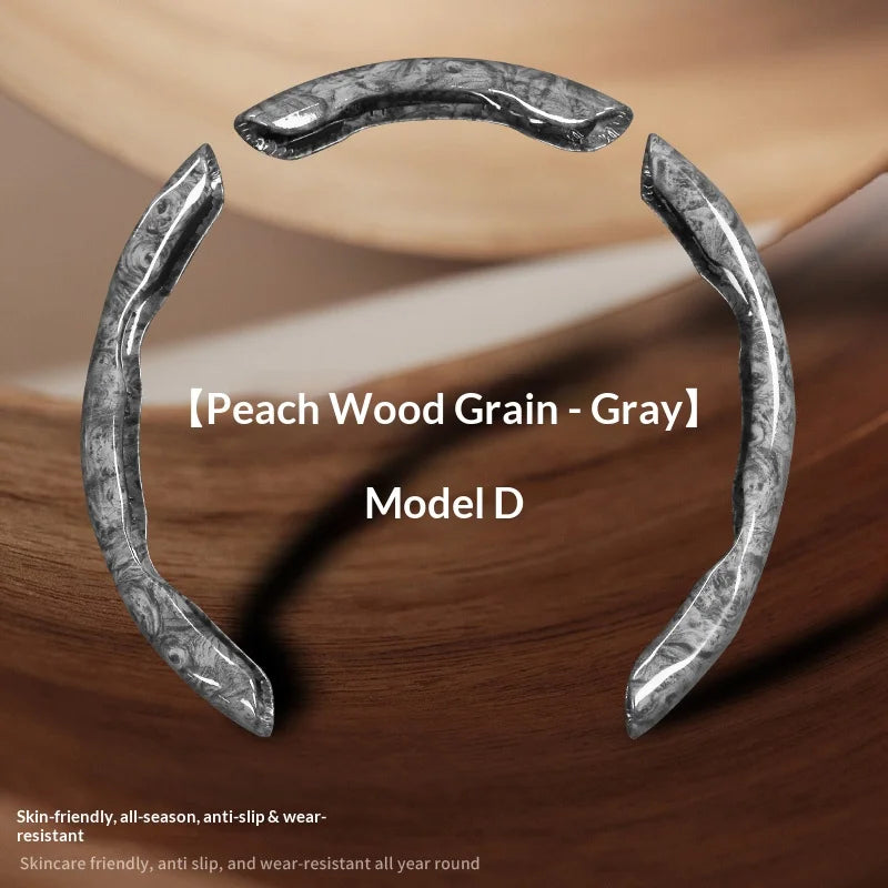 2pcs/3pcs Segmented Peach Wood Texture Universal Steering Wheel Cover Car Interior Accessories Practical Driving Tools Simple