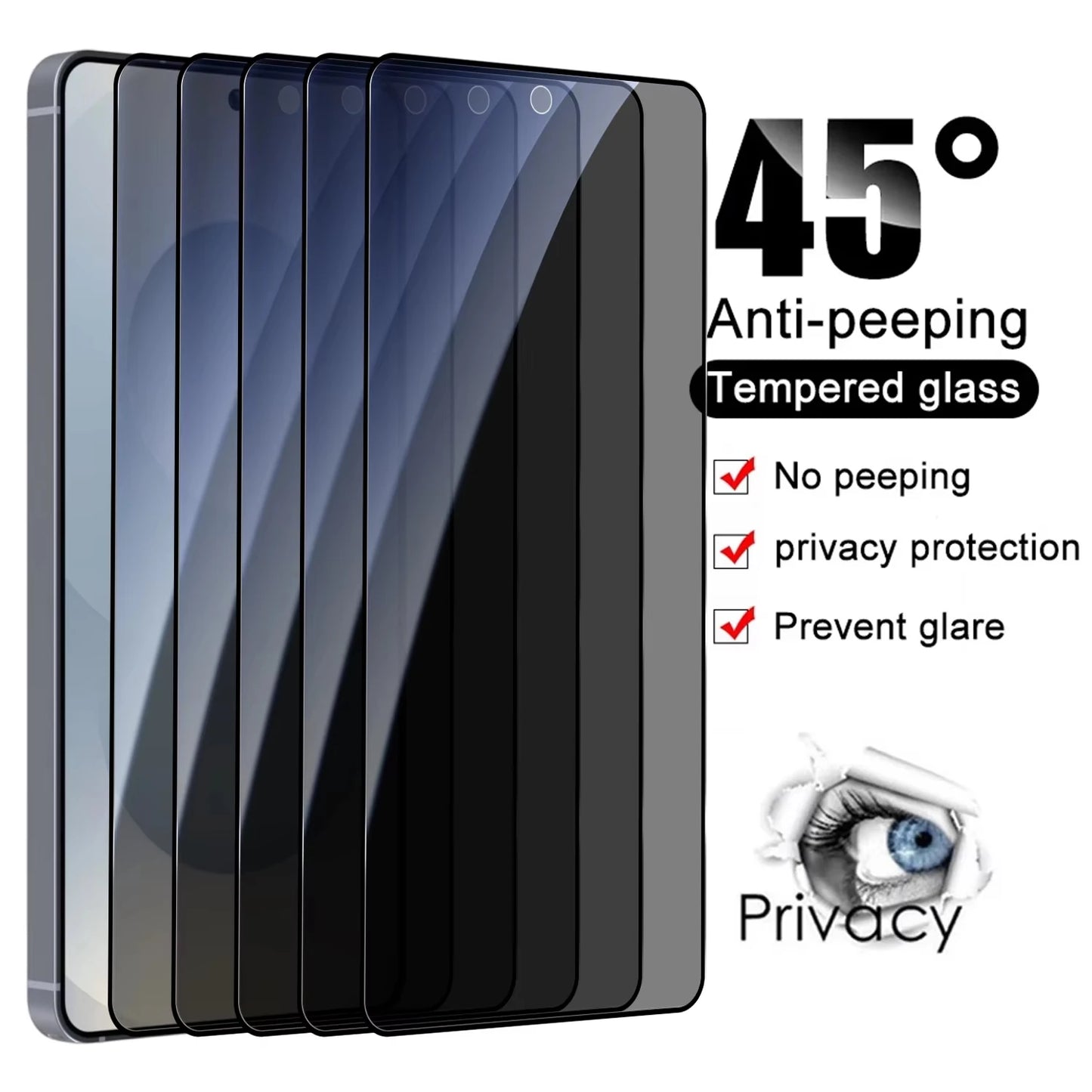 2Pcs Privacy Tempered Glass for Samsung Galaxy S26 Ultra S26 Edge S26 S25 Ultra S24 Plus S23 S22 S21 Anti-spy Screen Protector