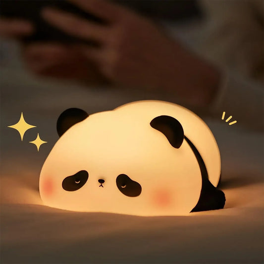 Cute Panda LED Night Lights Lion Silicone Sleeping Lamp USB Rechargeable Timing Bedside Baby Nightlights For Birthday Gift - Urbizia