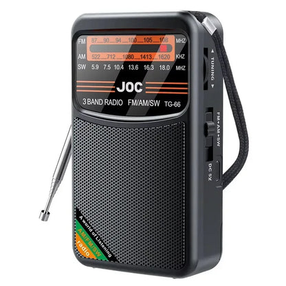 Battery Operated Radio FM AM SW Radio Built-in Speaker Pointer Pocket Radio Type-C Rechargeable with HD Display Screen for Elder - Urbizia