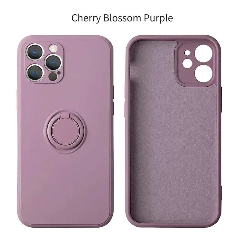 Liquid Silicone Magnetic Bracket Ring Phone Cases For IPhone 15 14 13 12 11 Pro Max Mini X XS XR 8 7 Plus Shockproof Back Cover