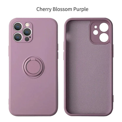Liquid Silicone Magnetic Bracket Ring Phone Cases For IPhone 15 14 13 12 11 Pro Max Mini X XS XR 8 7 Plus Shockproof Back Cover