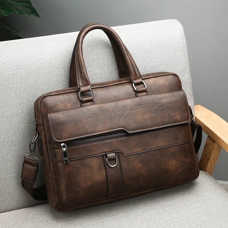 Men's Minimalist Trend Briefcase Large Capacity Office Shoulder Bag Waterproof Business Laptop Handbags Commute Crossbody Bag