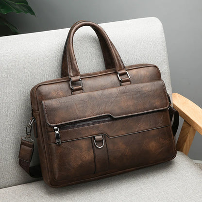 Men's Minimalist Trend Briefcase Large Capacity Office Shoulder Bag Waterproof Business Laptop Handbags Commute Crossbody Bag
