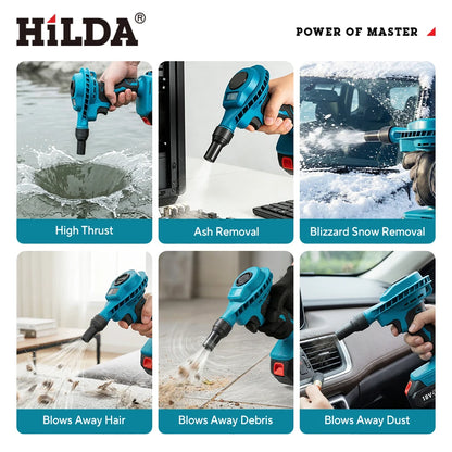 HILDA 2-in-1 Cordless Vacuum Cleaner & Air Blower for Makita Battery for Car Detailing, Keyboard Cleaning, Garden Leaf Blowing