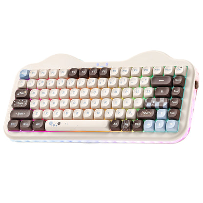 YUNZII C75 Wireless Mechanical Keyboard, 75% Creamy Hot Swap Custom RGB Keyboard, Gasket Cute Cake Design, for Win/Mac/Gaming