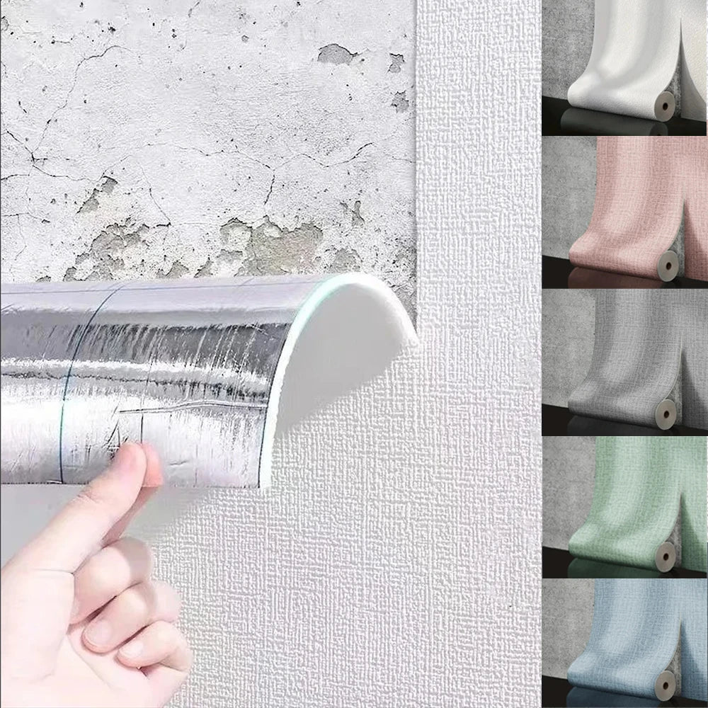 50cm Self-Adhesive Foam Wall Panel Wide 3D Linen PVC Texture Waterproof Soundproof Removable for Living Room Bedroom Home Decor