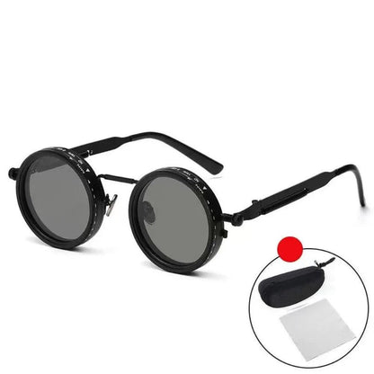 ND9 Anti-UV Sunglasses Round 9 Level Dimming Adjustable Dimming Sunglasses Retro with Glasse Case Outdoor Eyewear Fishing