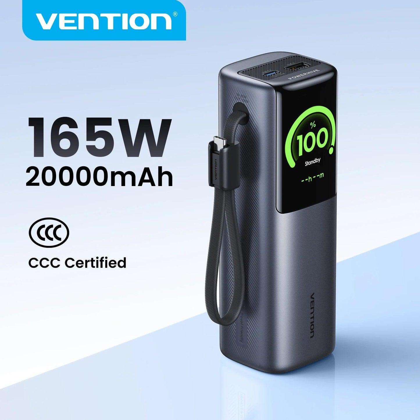 【CCC Certification】Vention 165W Power Bank 20000mAh PD Fast Charger for Laptop Portable 3C Powerbank for iPhone 17 Samsung S25