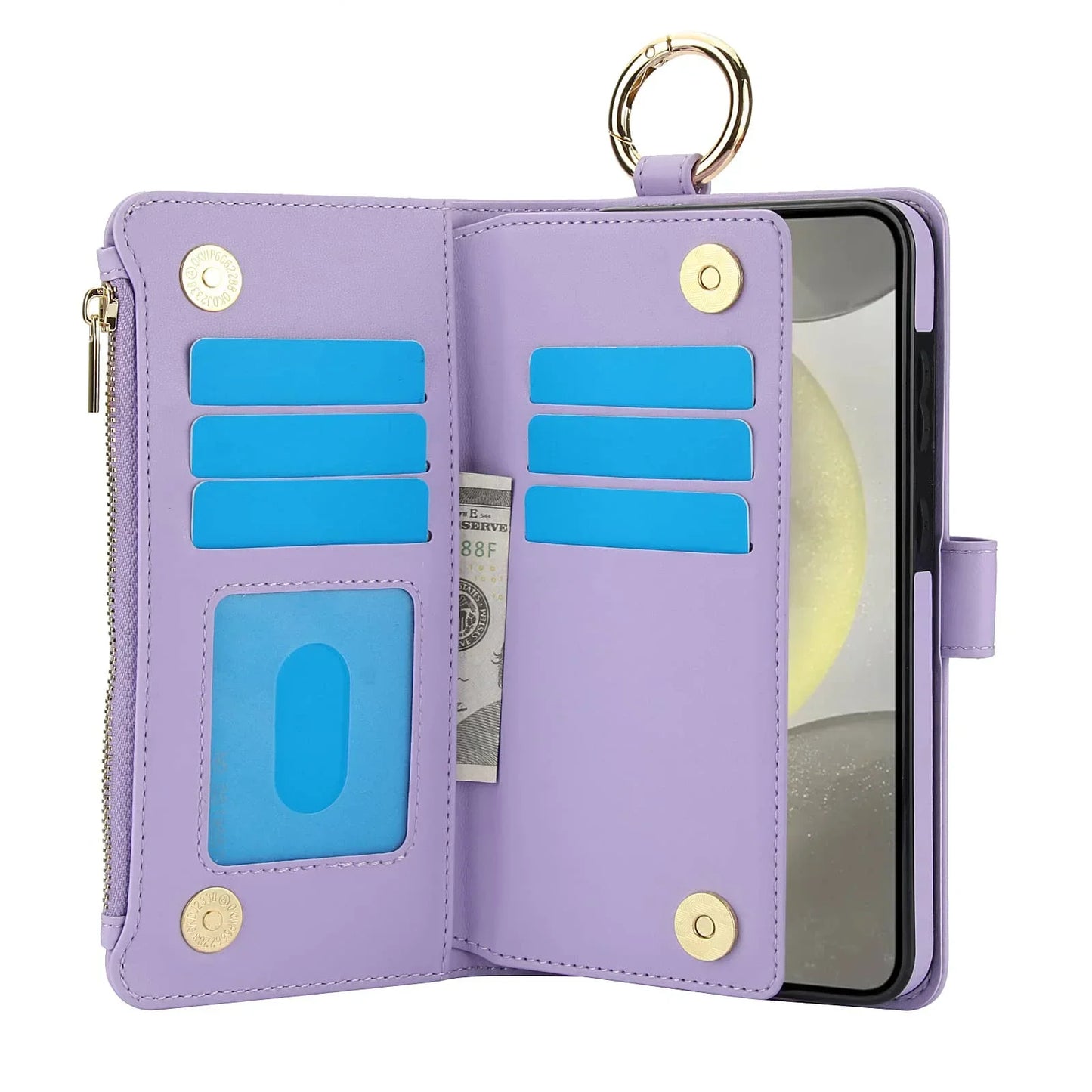for Samsung Galaxy A55/A15/A54/A14/A73/A53/A13/A72/A52 Wallet case with Zipper Credit Card Holder RFID Blocking,Flip Folio Cover