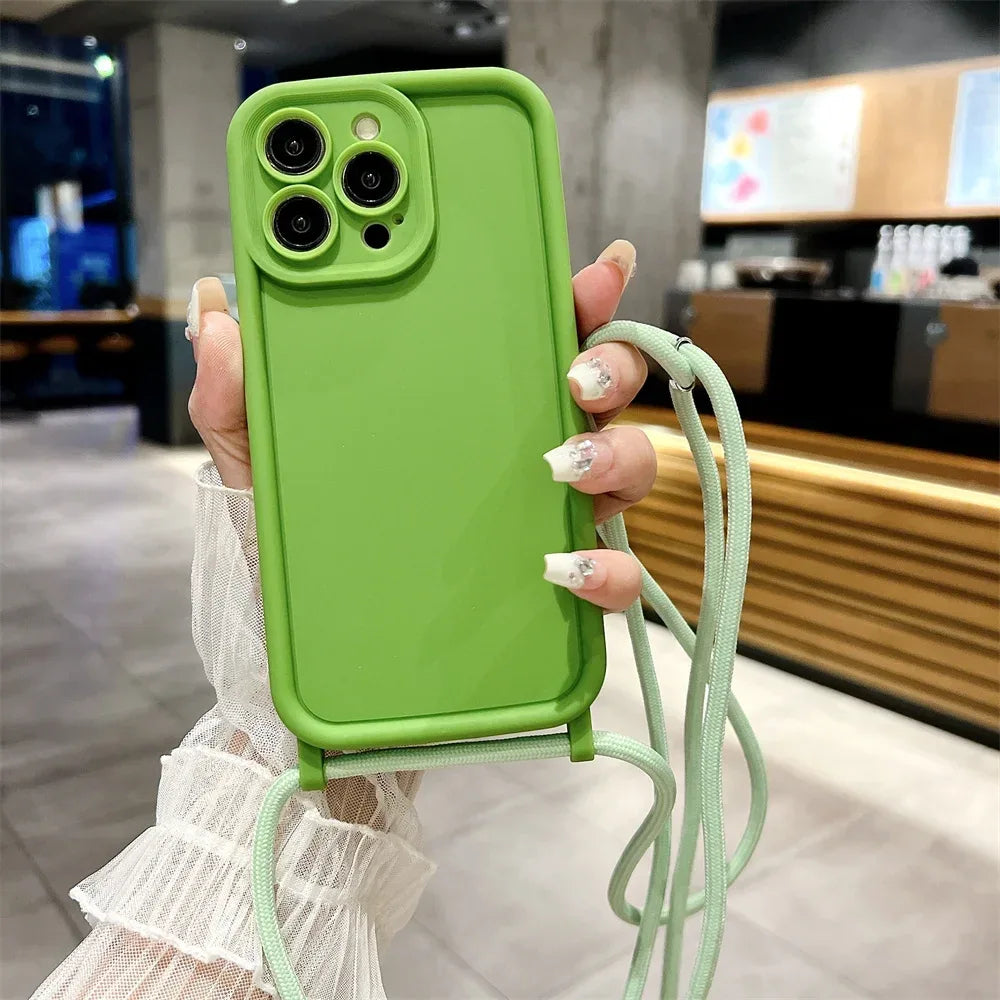 Crossbody Adjustable Lanyard Soft Case for iPhone