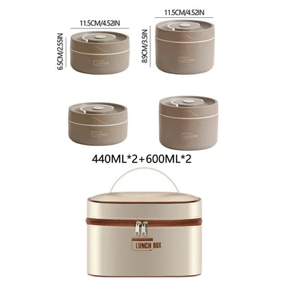 304 Stainless Steel Insulated Double-Layer Lunch Box with Bag