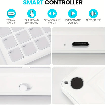 M-VAVE 16-Key RGB Backlit MIDI Pad—Portable Music Production Controller Available in Black and White—Music Production, Electronic Drum Triggering, and DJ Equipment