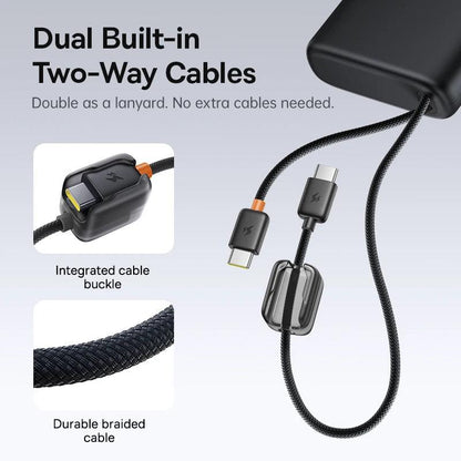 Baseus 145W Power Bank 25000mAh Fast Charging Built-In Type-C Cable Portable Battery Charger for iPhone Samsung MacBook Tablet