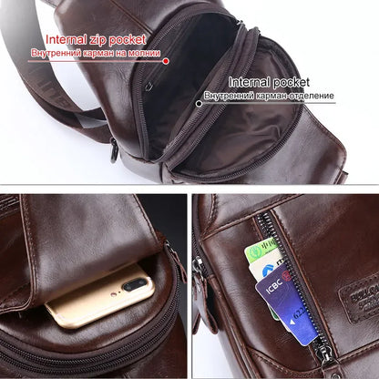 BULLCAPTAIN Genuine Leather Crossbody Chest Bag