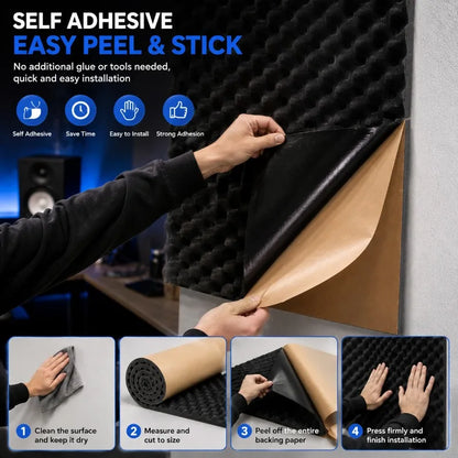 2cm thicker Self Adhesive Acoustic Foam Roll High Density Sound Absorbing Insulation Foam for Car Studio Wall Noise Reduction