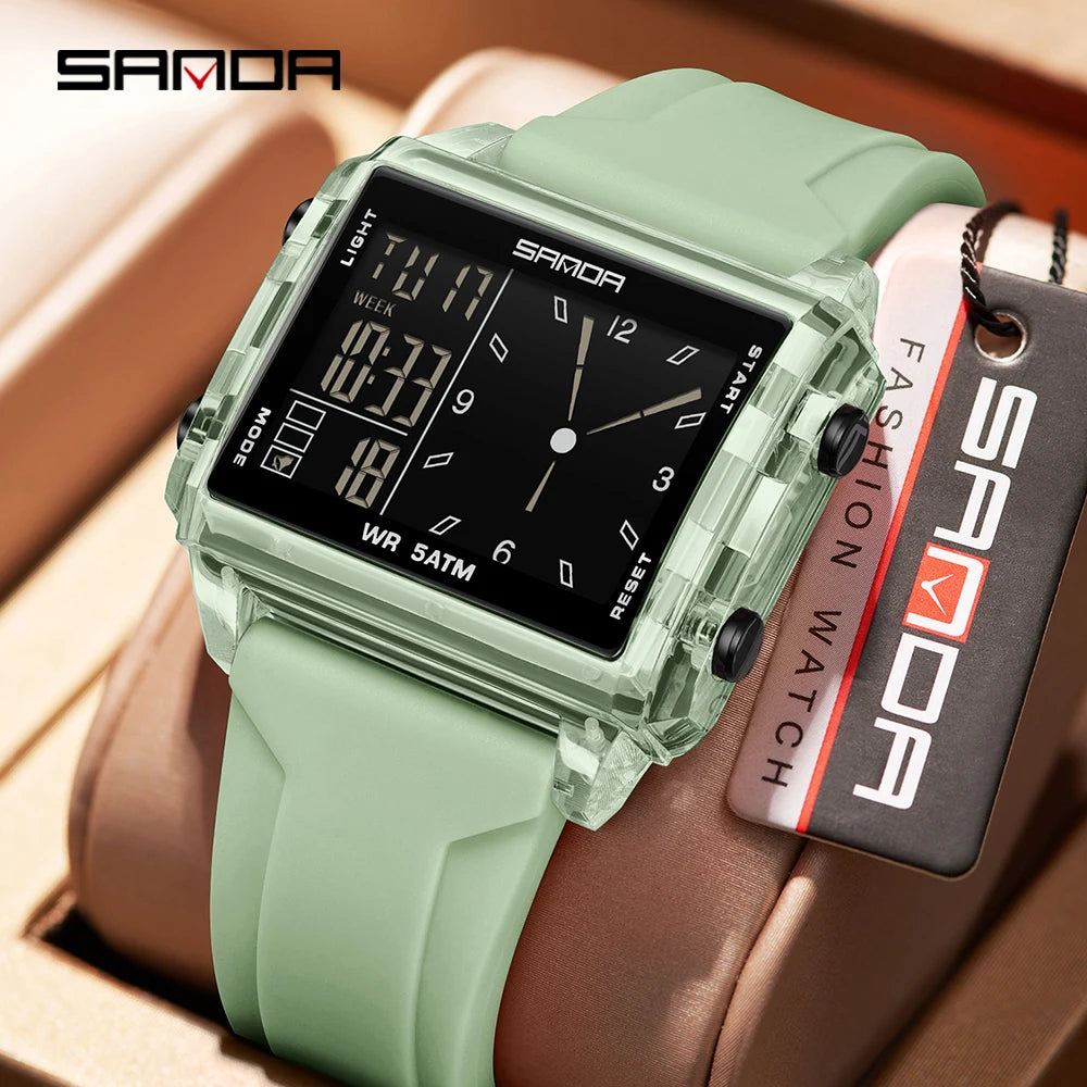 SANDA 6273 Fashion Electronic Watches for Man Luminous Calendar Waterproof Clock Outdoor Sports Casual Ladies Digital Wristwatch