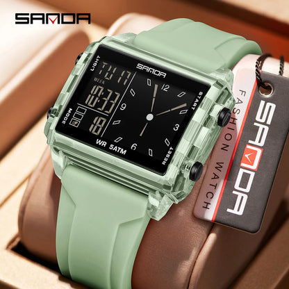 SANDA 6273 Fashion Electronic Watches for Man Luminous Calendar Waterproof Clock Outdoor Sports Casual Ladies Digital Wristwatch