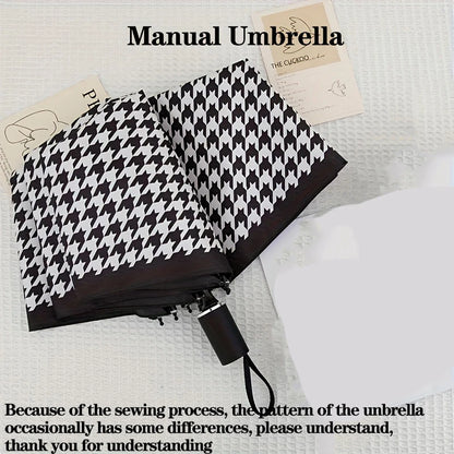 umbrella,Windproof,rainproof,houndstooth,Fashionable British style，sunshade umbrella Travel Portable Folding Automatic Umbrella