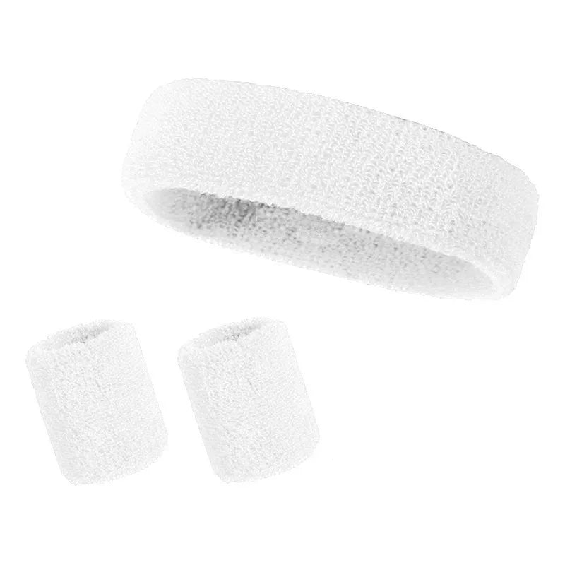 New Hot Athletic Sweatband Hairband Headband Wristband Set in 3-Pack Cotton Head Sweat Bands for Running, Cycling, Yoga, Spa