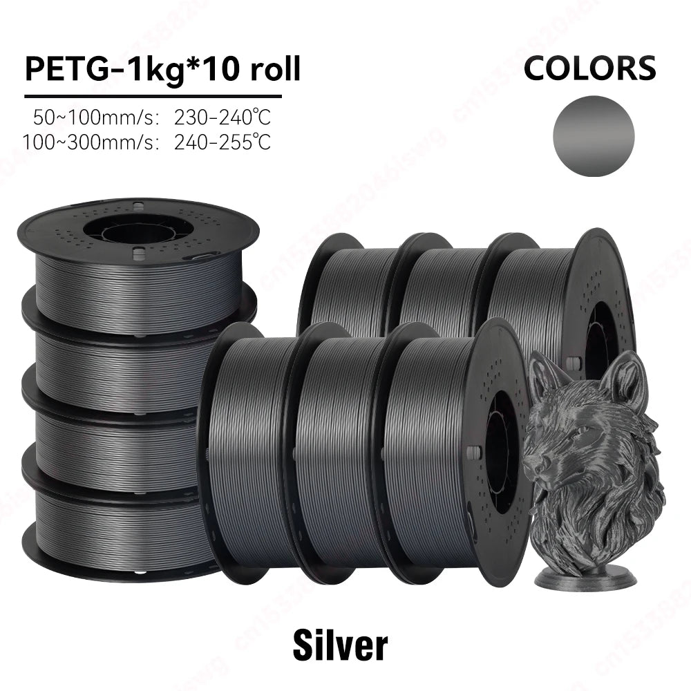 KINGROON 5/10KG PETG 3D Printer Filament 1.75mm +/- 0.03mm 3D Printing Filament Neatly Wound Filament Vacuum Packing Fast Shippi