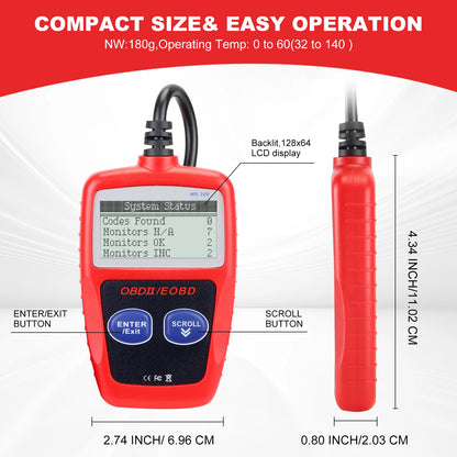 MS309 OBD2 Diagnostic Scanner Auto Car Health Check Code Reader Scanner Tool for All Cars Models with Bluetooth