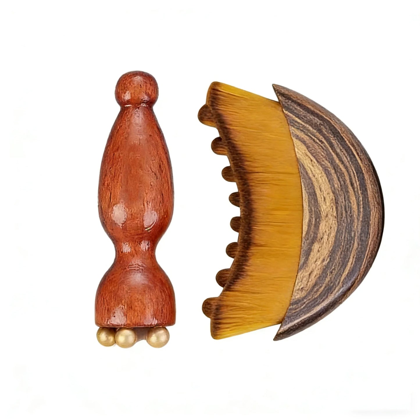 Lymphatic Contour Facial Brush & Brass Lotus Eye Massage Stick Set