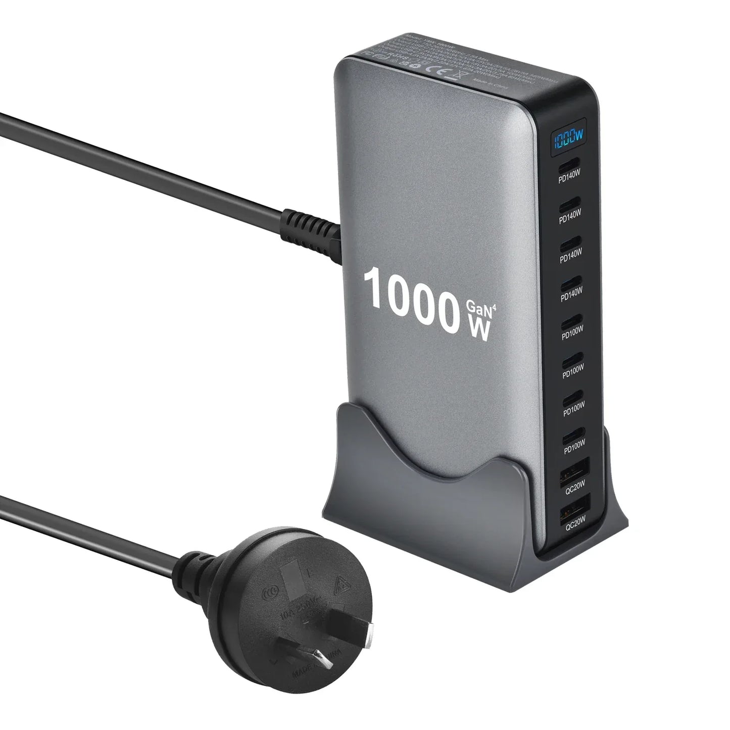 1000W Multi-Port Desktop Charger with 8C2A Fast Charging 200W Total Power for Laptops Tablets And More - New Model - Urbizia