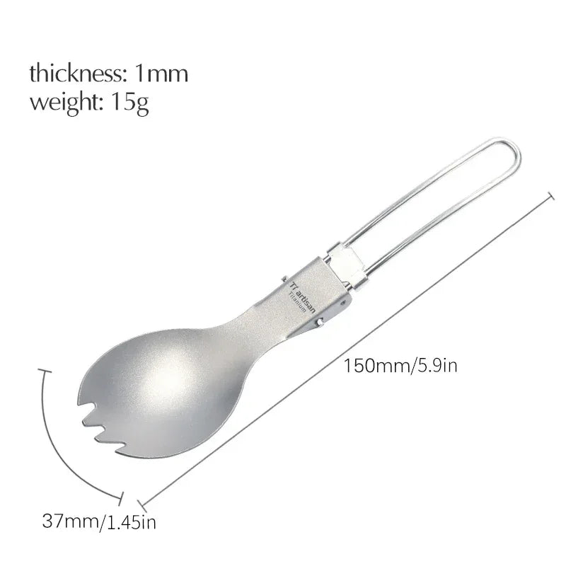 Tiartisan Titanium Foldable Cutlery Portable Outdoor Camping Tableware Hiking Folding Fork Spoon Knife