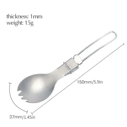 Tiartisan Titanium Foldable Cutlery Portable Outdoor Camping Tableware Hiking Folding Fork Spoon Knife