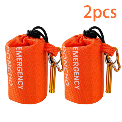 Emergency Rain Poncho Kit Waterproof Hooded Raincoat Portable Rain Cover With Pouch Whistle Carabiner For Camping Hiking