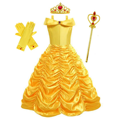 Disney Belle Princess Dress – Beauty and the Beast Halloween Cosplay & Party Gown for Girls 2–10 Yrs