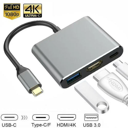 3-in-1 USB-C Hub:type-c 3in 1 PD100W+HDMI(4K/30Hz)+USB3.0