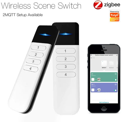 Tuya ZigBee Wireless Portable Remote Control 4 Zone LED Dimmer Smart Home Scene Control Switch Smart Life APP Fr Assistant 2MQTT - Urbizia