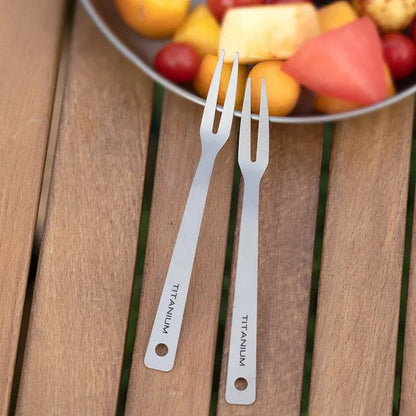 Tiartisan Outdoor Camping Pure Titanium Fruit Knife Forks Dessert Fork Reusable Lightweight Portable Multi-purpose Salsd Fork