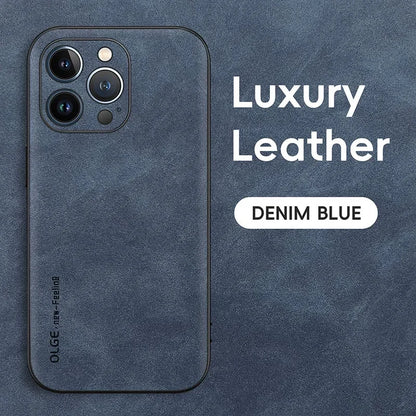 Luxury Leather Phone Case For iPhone 17 16 15 14 13 12 11 Pro Max Plus 17 Air Silicone Soft Protection Shockproof Cover Funda