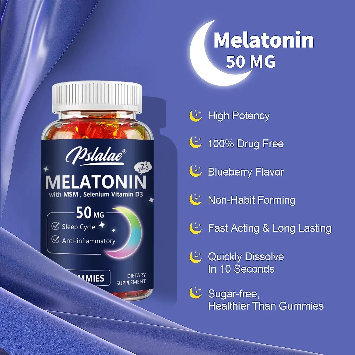 Melatonin Gummies - Sleep Aid, Improve Sleep Quality and Support Deep Sleep - 60 Gummies - Urbizia