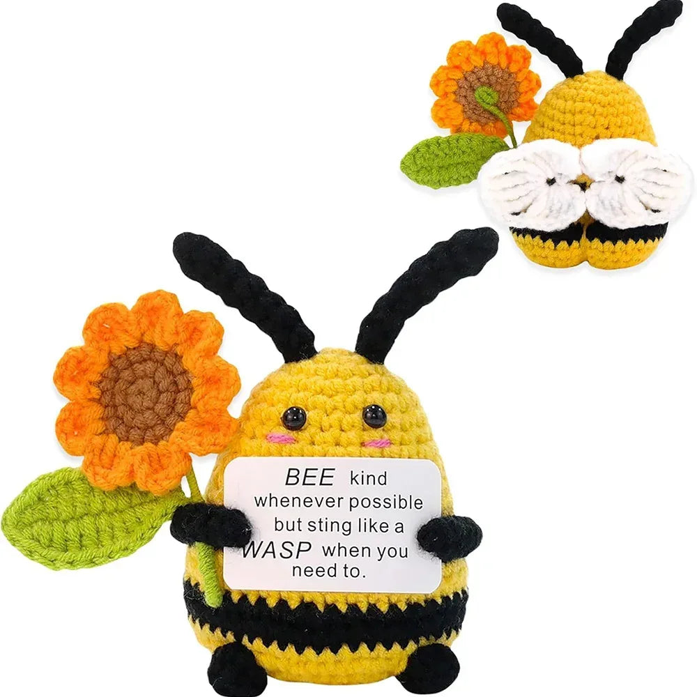 Positive Energy Crochet Doll Pocket Hug Handmade Knitted Plush Potato Plant Avocado Bee Turtle Duck Funny Emotional Support Gift - Urbizia