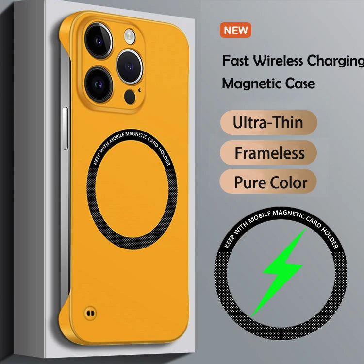 Luxury Ultra Slim Magnetic Frameless Solid Color Phone Case for Magsafe iPhone 13 12 Mini 11 Pro XR X XS Max Shockproof Cover
