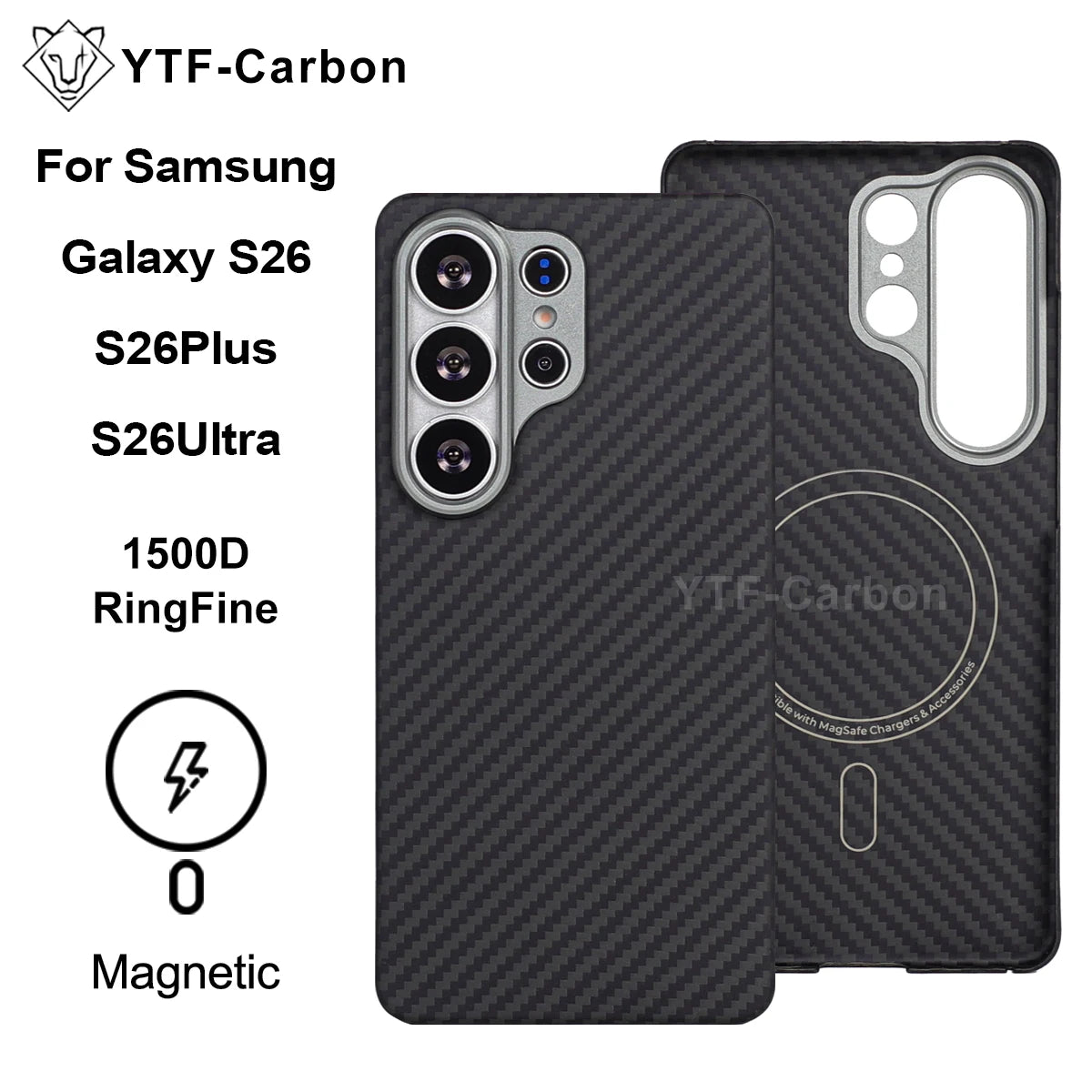 YTF For Samsung Galaxy S26 Ultra Aramid Fiber phone case for magnetic S26 plus Thin Luxury S26 cover protective Kevlar case