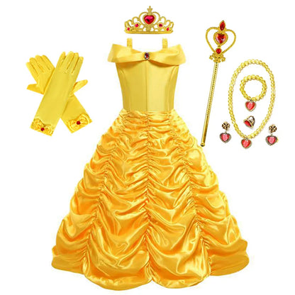 Disney Belle Princess Dress – Beauty and the Beast Halloween Cosplay & Party Gown for Girls 2–10 Yrs