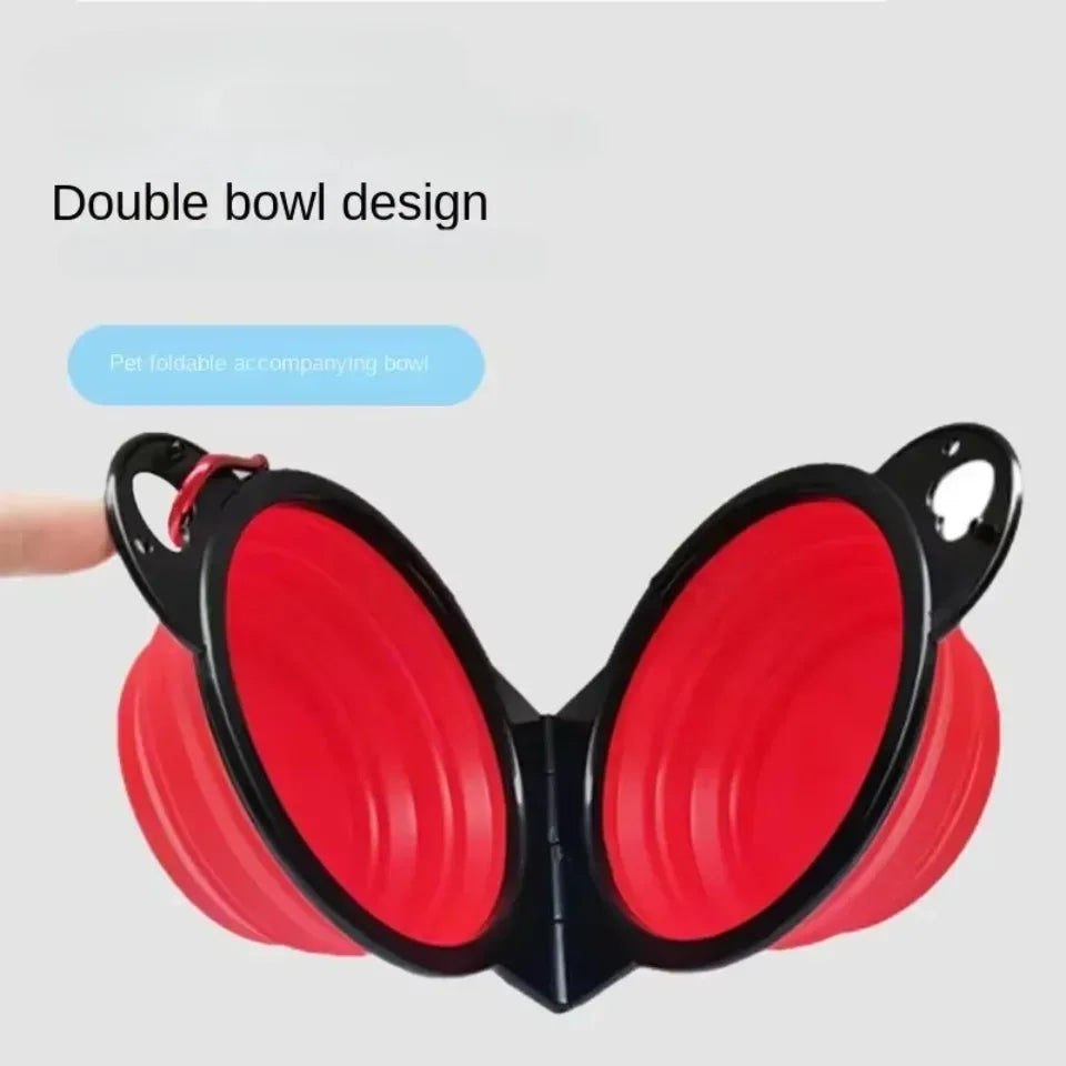 1-piece 2-in-1 Foldable Dual Bowl Feeding Bowl Portable Outdoor Travel Dog Cat Drinking Bowl Pet Supplies Outdoor Feeding Water - Urbizia