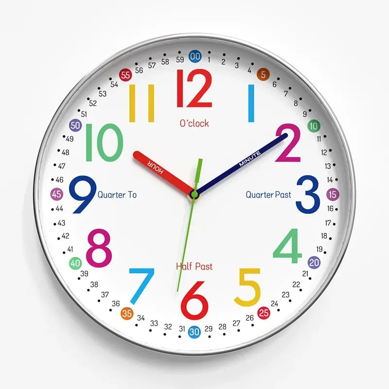 12 Inch Early Education Wall Clock Cartoon Children's Time Management Quartz Clock Home Wall Hanging Silent Clock 30CM - Urbizia