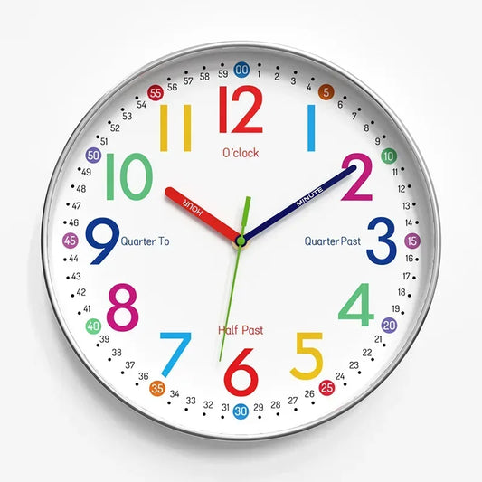 12 Inch Early Education Wall Clock Cartoon Children's Time Management Quartz Clock Home Wall Hanging Silent Clock 30CM - Urbizia