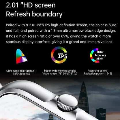 2025 2.01'' Smart Watch Bluetooth Call Play Music Smartwatch Fitness Clock Sport Waterproof Watches for Men Women iPhone Android - Urbizia