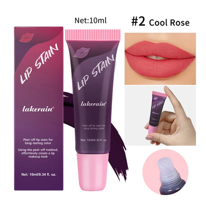 Peel Off Rose Pink Lip Gloss Matte Outline Contour Tattoo Lip Stain Waterproof Transfer Resistant Tear Off Natural Lip Tint