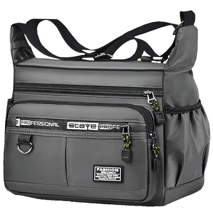 Men Business Crossbody Bag With Multi Layer Pockets Adjustable Shoulder Strap For Work Travel Professional Style
