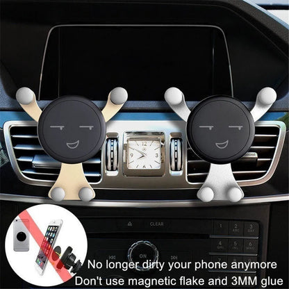 Gravity Car Phone Holder Air Vent Clip Smile Face Mount Mobile Cell Stand GPS Stand Support For iPhone 12 Pro Max Xiaomi Samsung